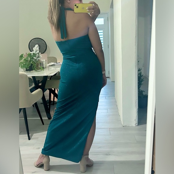 Bebe Blue Glitter Dress Size: S - Picture 2 of 4